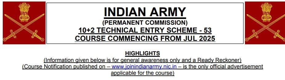 Indian Army TES 53 Entry 2024Apply Online for 90 Posts - Technical Entry Scheme July 2025 Batch