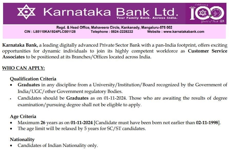 karnataka bank recruitment 2024