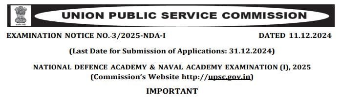 Latest Government Job in India.
UPSC NDA & NA (I) 2025 Online Form.